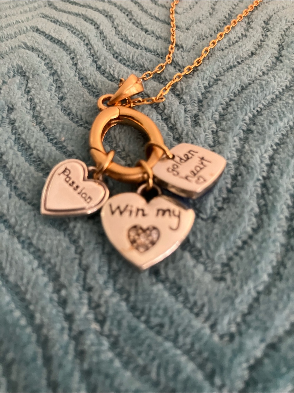 Brighton Gold-Tone Necklace with Red and Blue Heart Charms - Picture 4 of 6